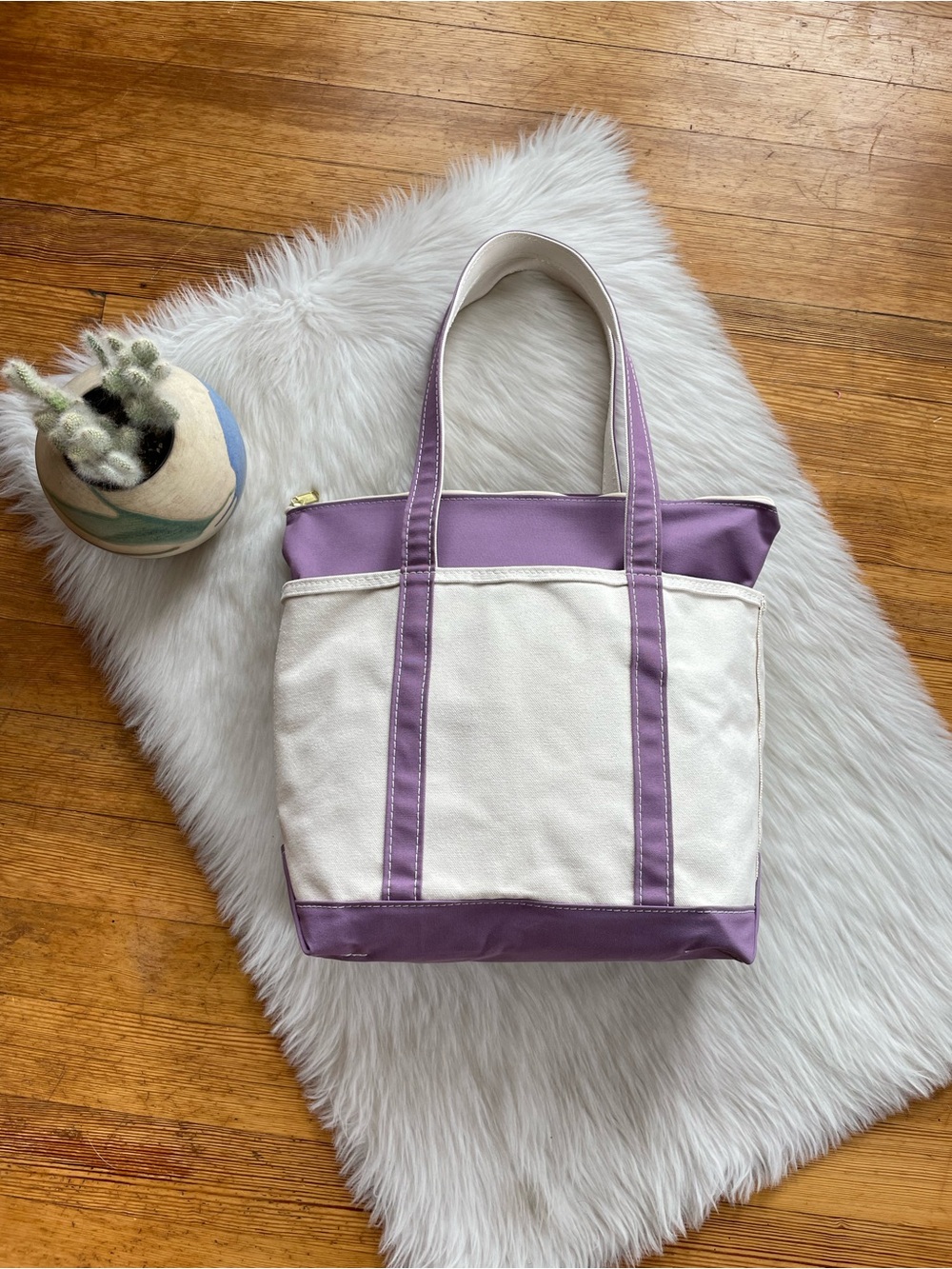 NWOT L.L. Bean vintage 90s long handle zip top medium boat and tote bag